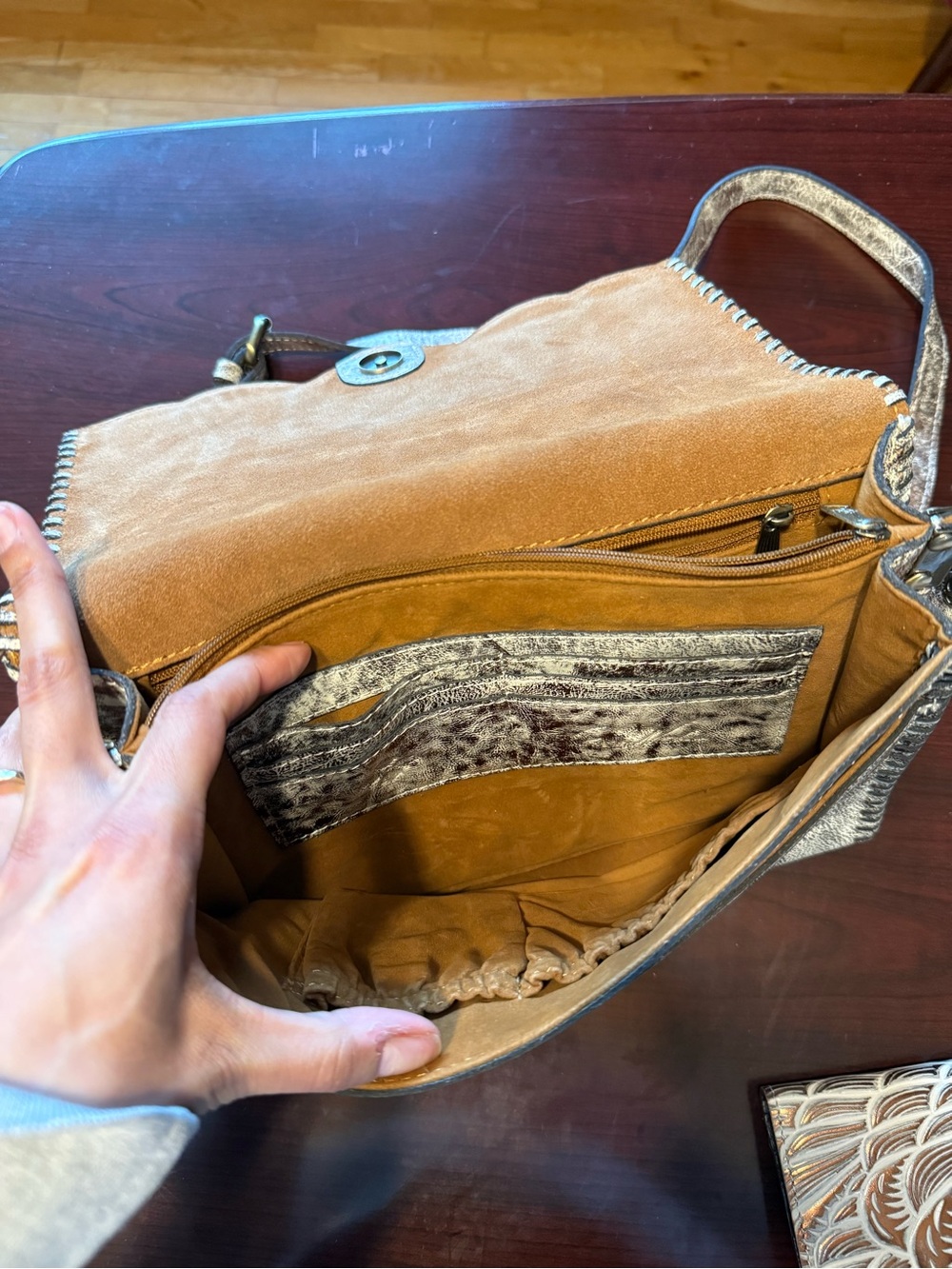 Patricia Nash Metallic Embossed Leather Crossbody & Wallet - Picture 6 of 11